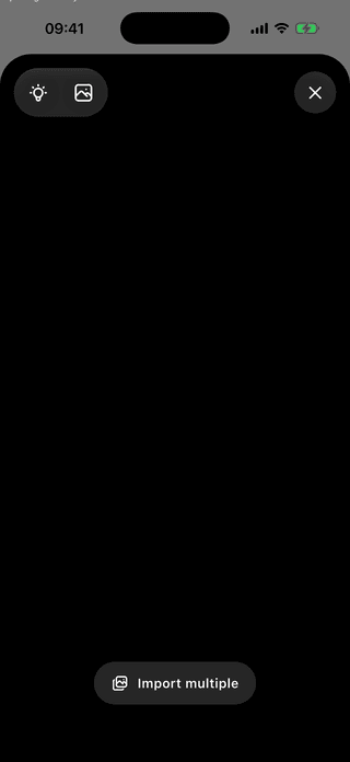 ScanKeeper camera scanner displaying a printed barcode, with Gallery and Import multiple controls