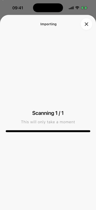 ScanKeeper scanning a selected batch of photos on the device