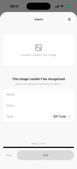 ScanKeeper import form ready for a card name and value
