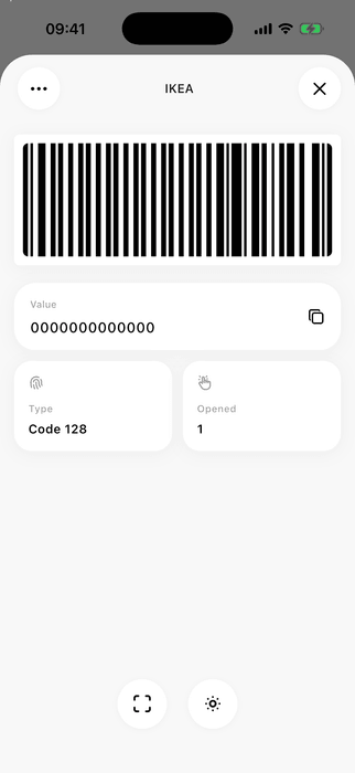ScanKeeper card screen displaying a barcode ready to scan