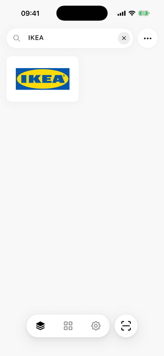 ScanKeeper search showing a matching saved card